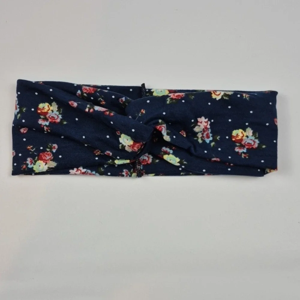 2 Pack Floral Twist Headband Hair Wrap Stretch‎ Buttons for Face Mask Nursing